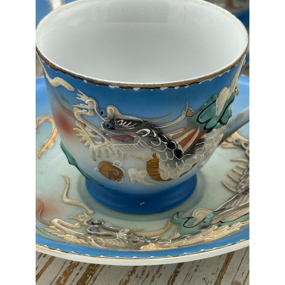 Vintage Collectible Dragonware Moriage Dragon 4 cups 5 saucers - SEE DESCRIPTION - Picture 6 of 12